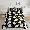 thumbnail image 2 of Feelyou Halloween Ghost Flower Queen Comforter Set, Cute Polka Dot Comforter Sets Queen, Black Reversible, 3-Piece, 1 Comforter and 2 Pillowcases, 2 of 7