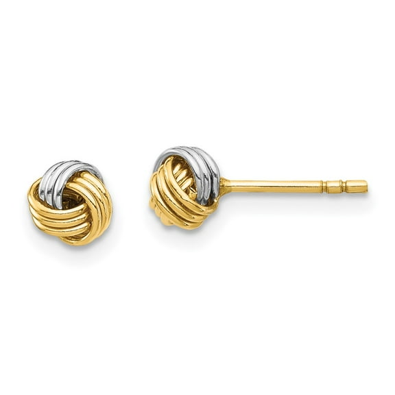 Primal Gold 14 Karat Yellow Gold and White Rhodium Love Knot Post Earrings