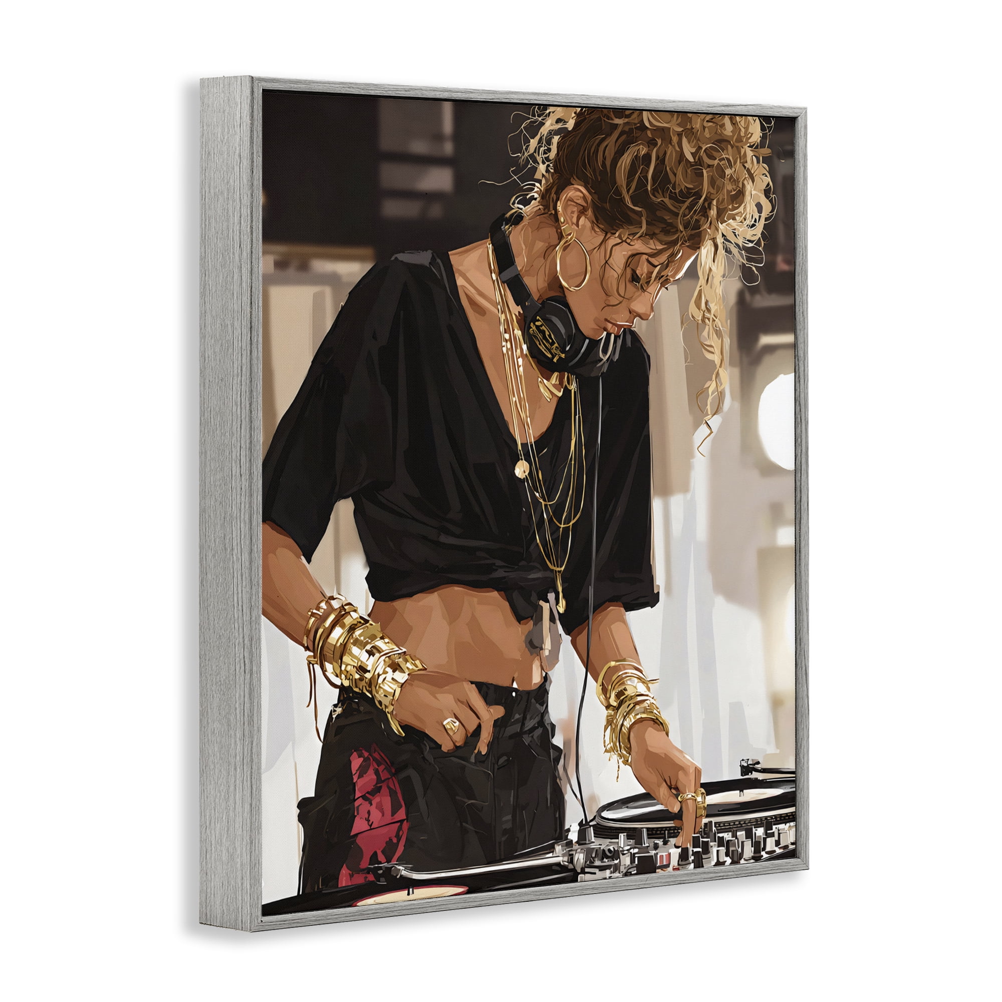 Stupell Industries Speaking Through Music DJ Gray Framed Giclee Art, design by Franklyn Gregory