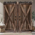 thumbnail image 2 of Stall Barn Door Bathroom Shower Curtain 36W by 72H Inch Wooden Wood Half Small Rustic Farmhouse Camper RV Polyester Fabric 12 Plastic Hooks Waterproof Decor, 2 of 4