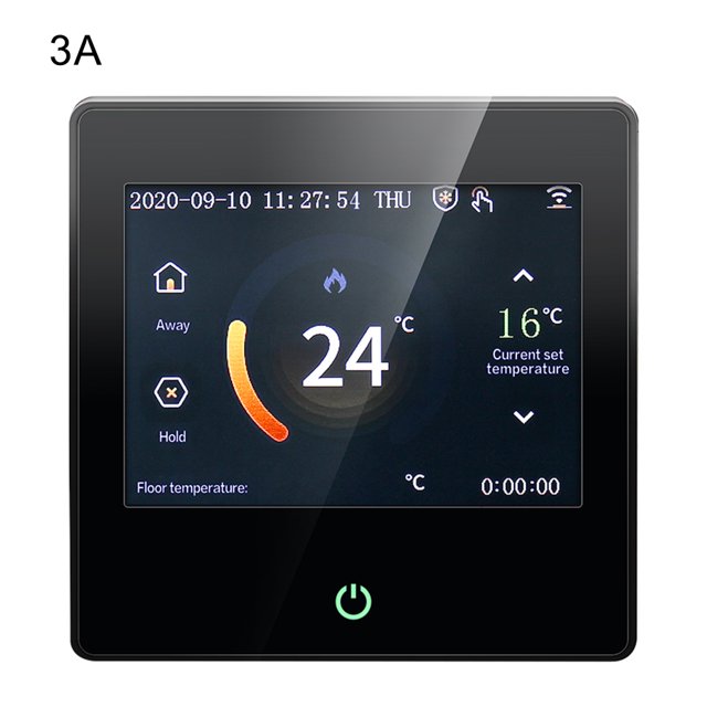 Tuya Termostato WiFi Controlador de temperatura de calefacción inteligente Pantalla táctil LCD Termostato inalámbrico, Negro, 3A, Universal tholdsy EL003053-02B
