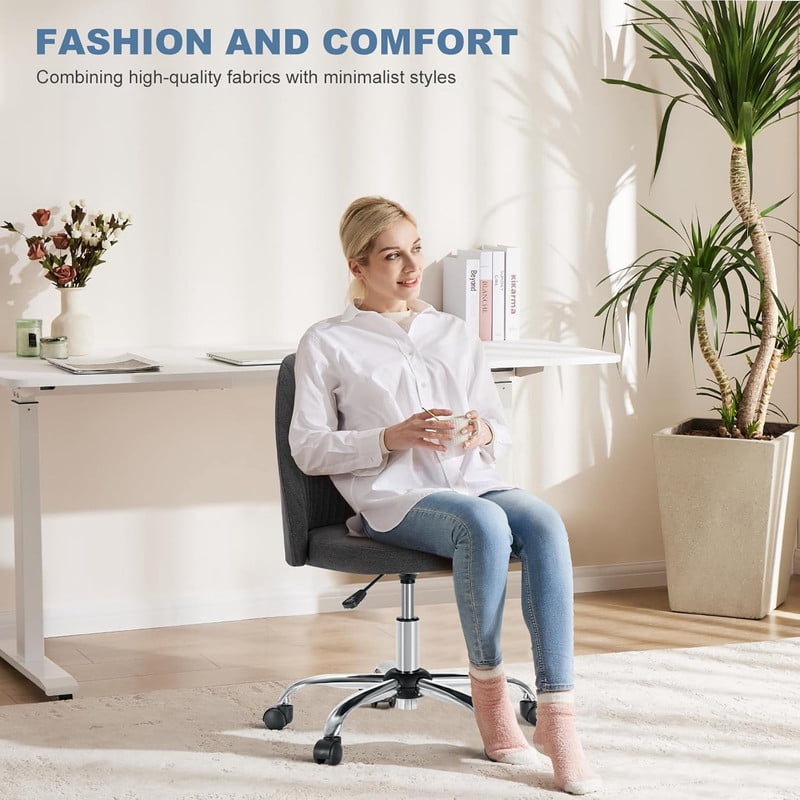 Sybels Modern Office Chair: Armless Swivel Desk Chair with Wheels, Adjustable Height Rolling Task Chair for Home,Dark Gray