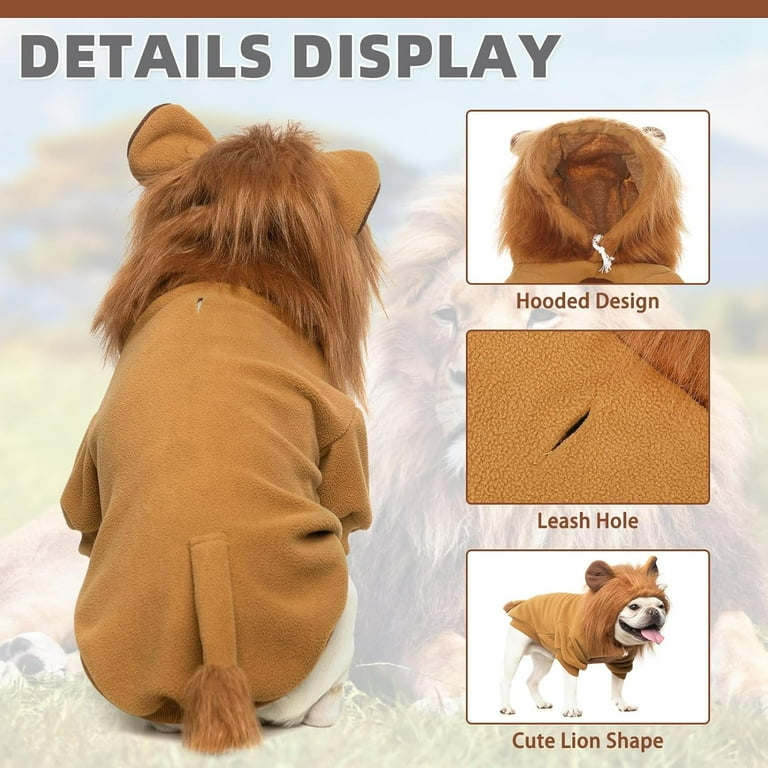 Papapt Dog Lion Costume, Dog Halloween Costume, Lion Mane Fleece