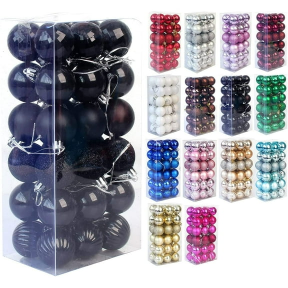 36ct Christmas Ball Ornaments Shatterproof Xmas Tree Hanging Balls Decorations Perfect for Halloween Decorations Holiday Wedding Christmas Decor(1.57", Black)