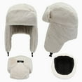 thumbnail image 3 of Warm Thick Plush Windproof Winter Hat Snow Caps Russian Ushanka Bomber Hat BLACK, 3 of 8