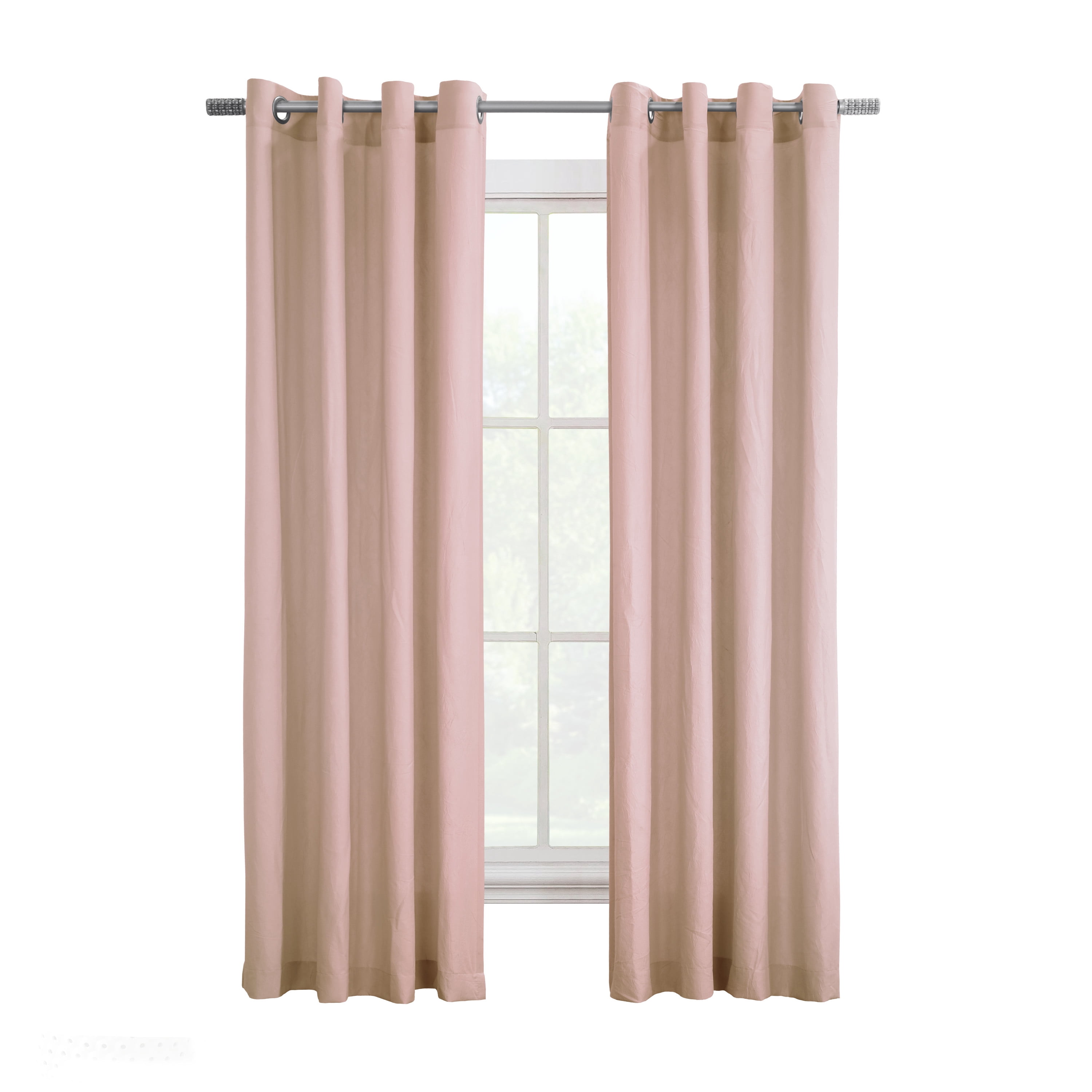 Hannah Crinkle Textured Microfiber Curtain Panel 52" x 63" in Rose