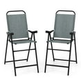 thumbnail image 1 of Costway 2 PCS Patio Bar Chair Folding Bar Height Metal Frame with Footrest Garden Blue, 1 of 8