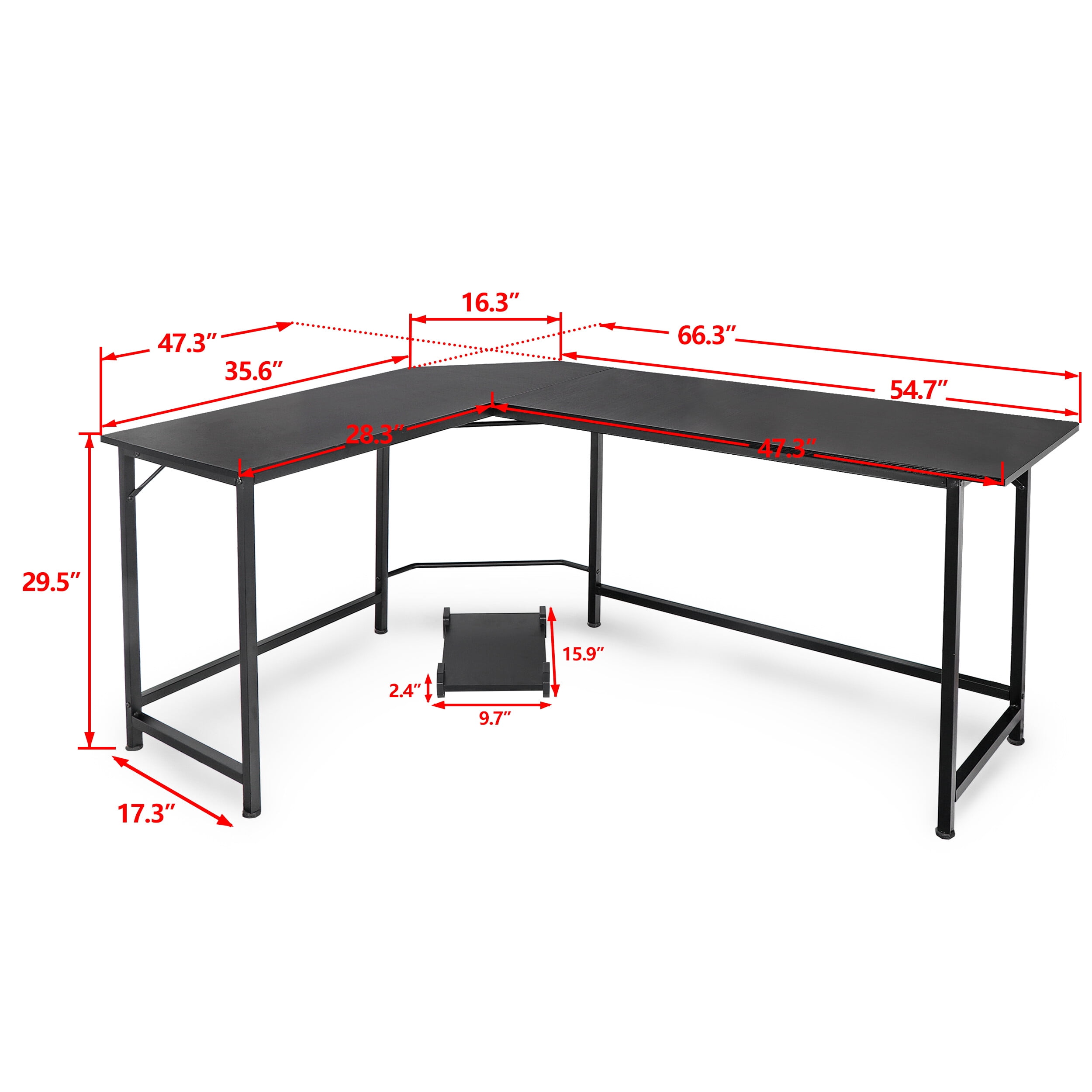 ZenSports 66” Large L-Shaped Gaming Desk Reversible MDF Computer Desk Black