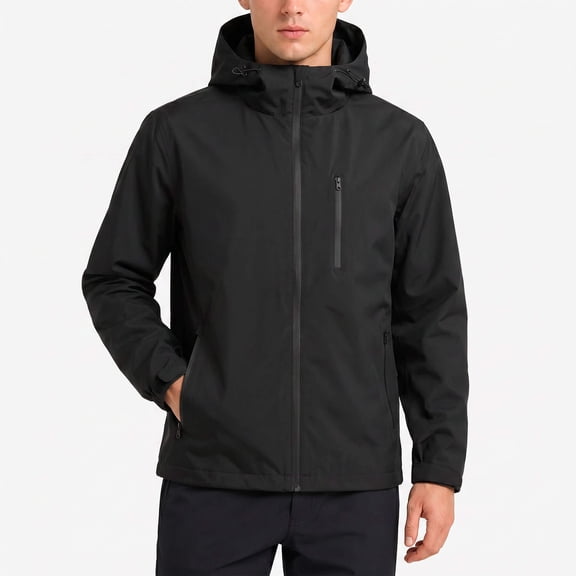 Youthup Men's Packable Hooded Long Coat - 3D Tailored Loose Fit Outdoor Commuter Jacket with Multiple Pockets