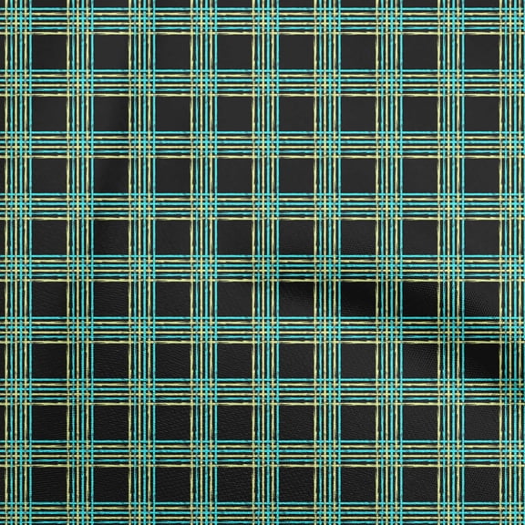 oneOone Silk Tabby Black Fabric Check Quilting Supplies Print Sewing Fabric By The Yard 42 Inch Wide