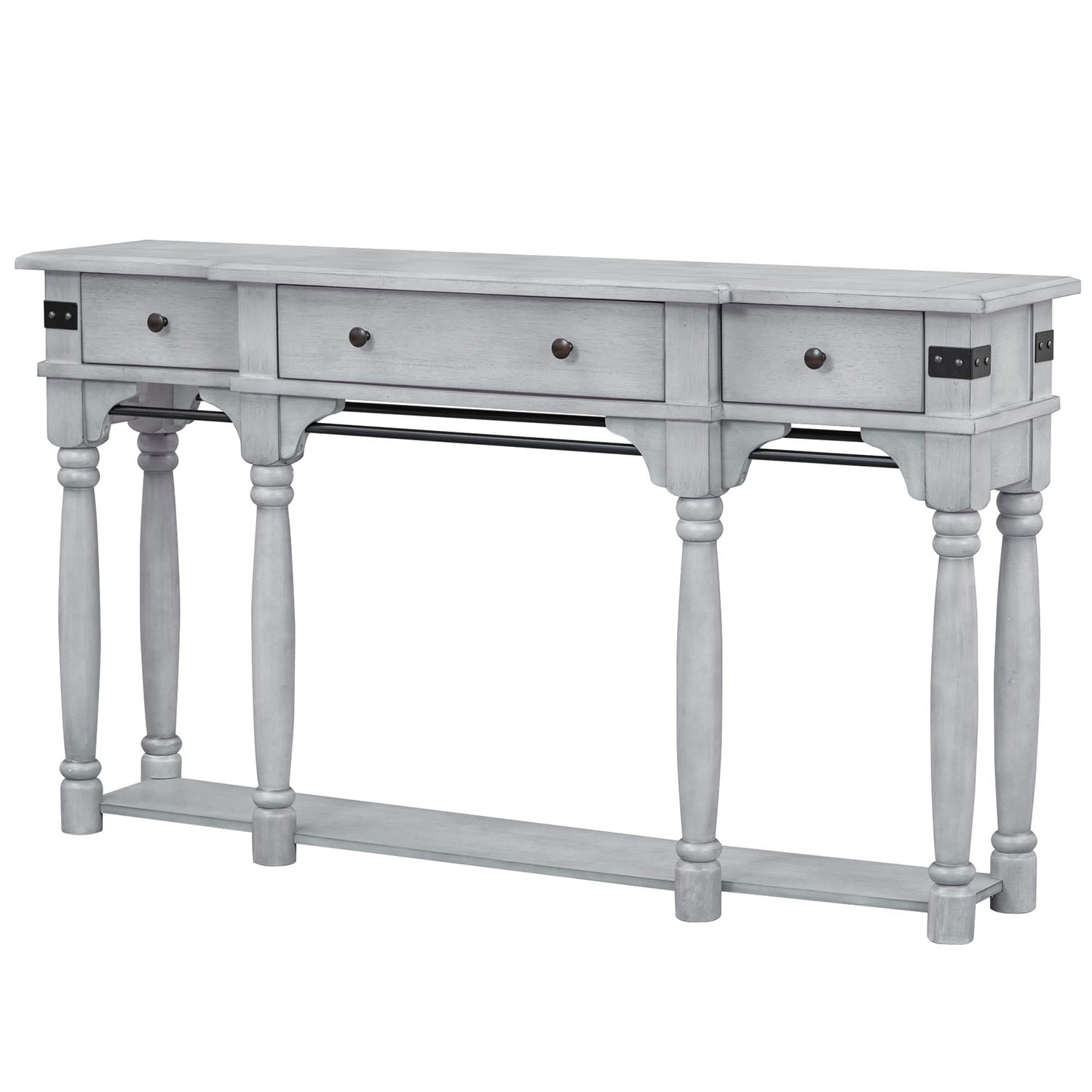 Kepooman 60" Narrow Sofa Entryway Table, Console Table with Storage Drawers and Bottom Shelf for Living Room, Antique Gray Kepooman 60" Narrow Sofa Entryway Table, Console Table with Storage Drawers and Bottom Shelf for Living Room, Antique Gray