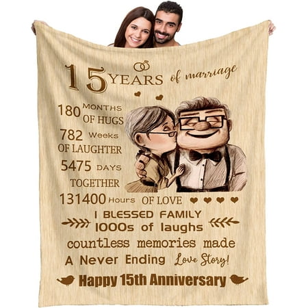 LHSHID 15th Anniversary Blanket Gifts Wedding for 15th 15 Years of Marriage Gift for Wife Parents Friends Warm 15th Wedding Idea Valentine s Day Gift Idea 30 x40