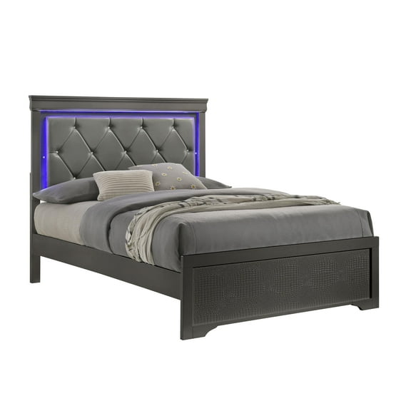 Blaze Modern Style King Size Bed made with Wood in Gray Color