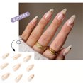 thumbnail image 2 of Fofosbeauty 24pcs Press on False Nails Tips, Almond Fake Acrylic Nails, Simple French Love, 2 of 8