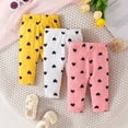 thumbnail image 3 of GYRATEDREAM 3 Pack Girls Toddlers' Leggings Fashion Heart Print Stretch Pants Comfortable Bottoms 1-18 Months, 3 of 10