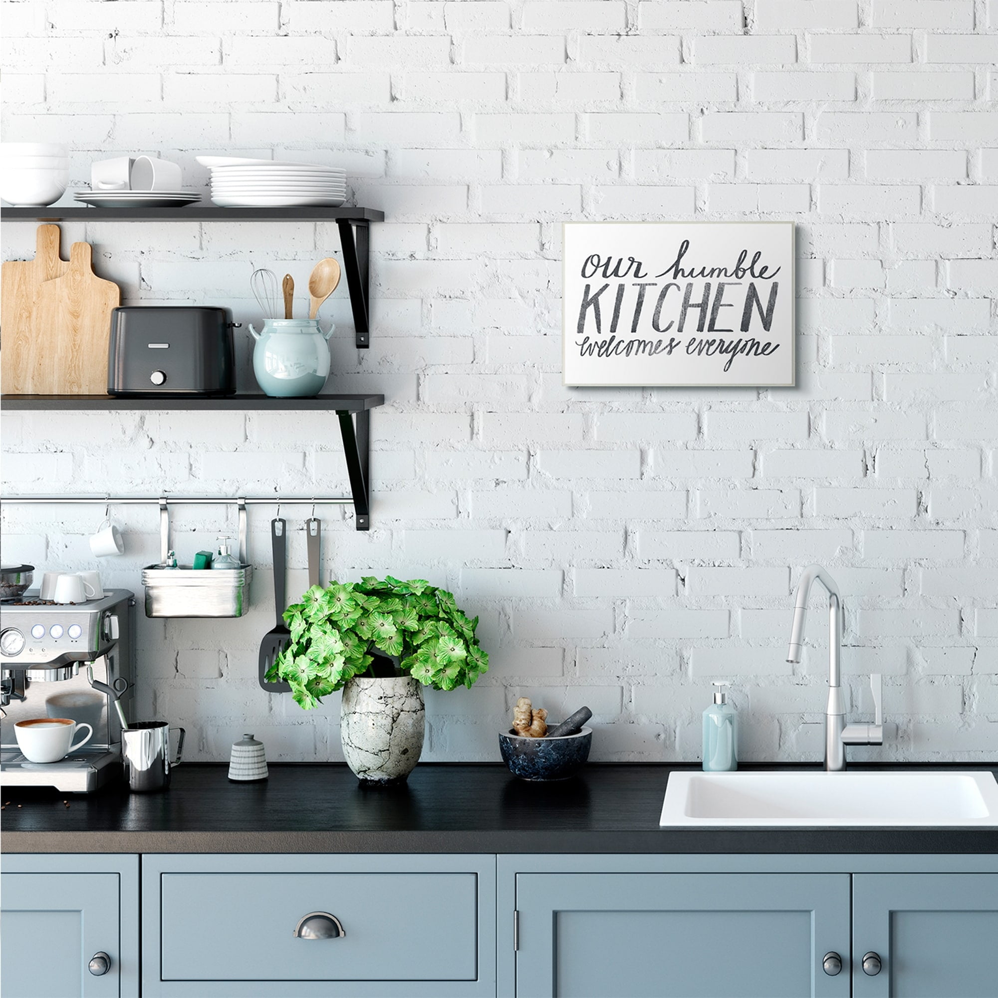 Stupell Industries Minimal Our Humble Kitchen Phrase Distressed Text Wall Plaque by Katie Doucette