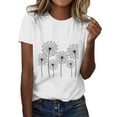 thumbnail image 2 of Wozhidaoke Dandelion Shirt, Short Sleeve Womens Simple Casual Printing Comfortable Round Neck T Shirt, Floral T-Shirts for Women | Beige M, 2 of 5