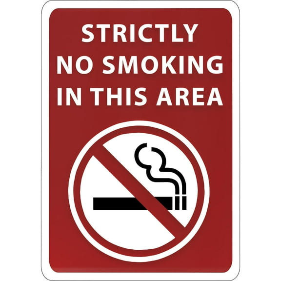 ADA CENTRAL SIGNS - Strictly No Smoking In This Area Sign - ADA Compliant Digitally Printed Text Wall Sign - Smoke-Free Area Signs for Offices, Businesses, Hotels & Restaurants - Aluminum 10” x 7”