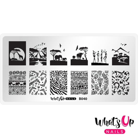 Whats Up Nails B040 Safari Ride Metal Stamping Plate for Nail Art Design
