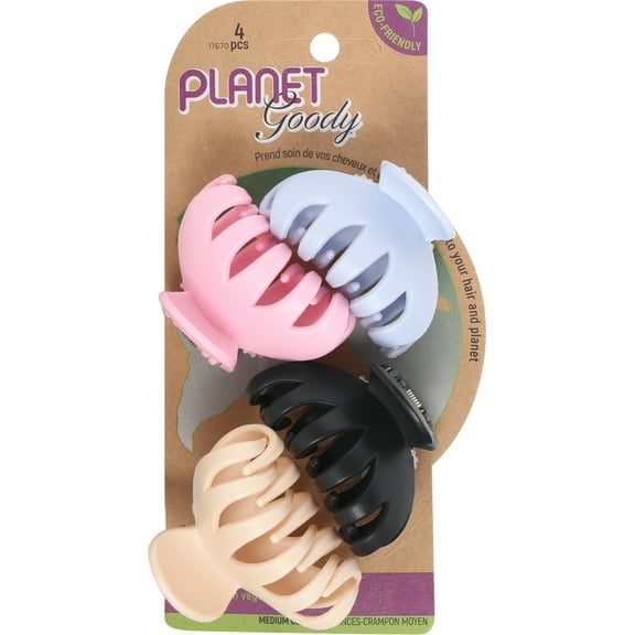 Planet Goody Spider Claw Hair Clip, 4-Count - Assorted Neutral Colors - Medium to Long Hair - Long-lasting & Will Not Slip - for Women, Men, Boys & Girls - All Hair Types