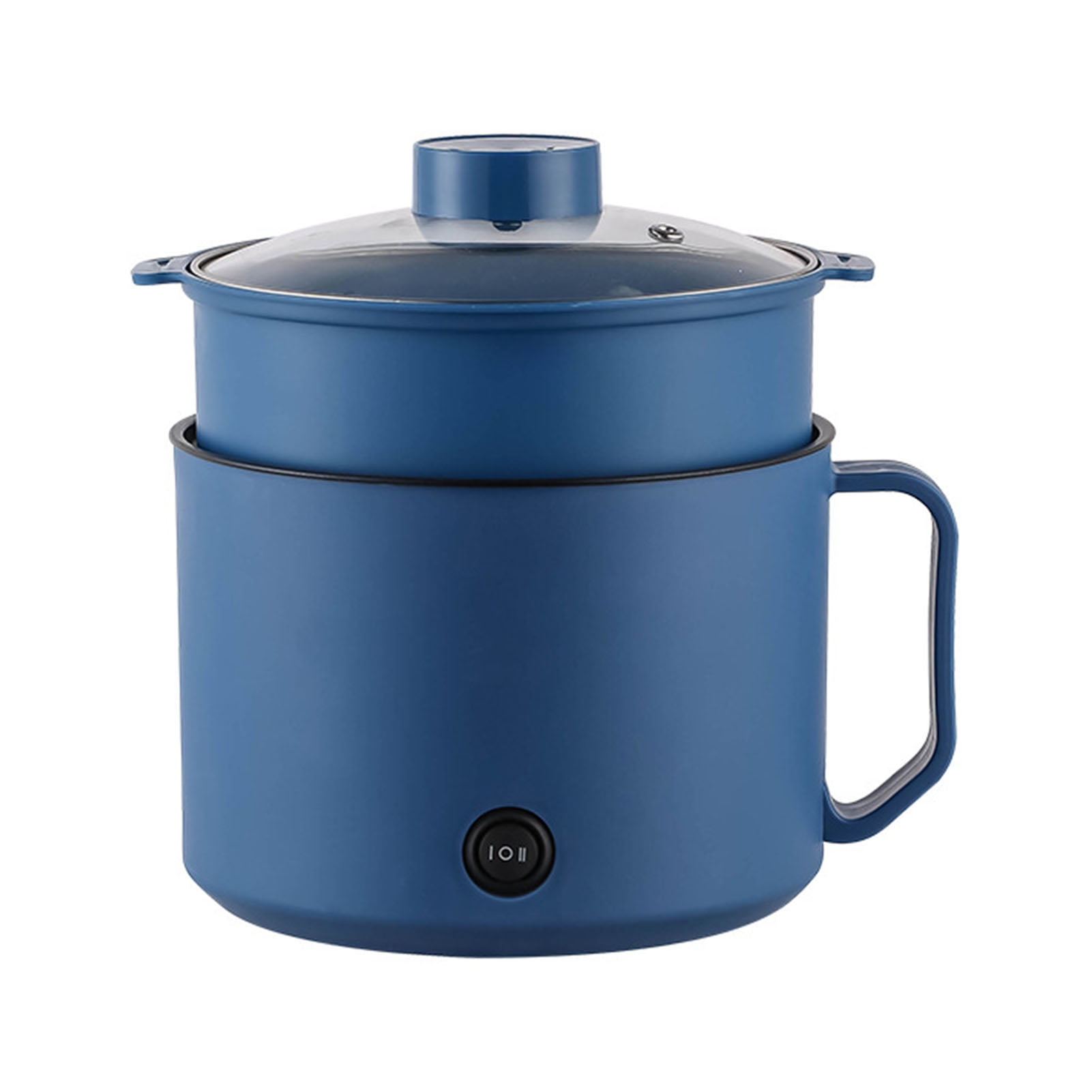 Multifunctional Electric Cooking Pot Small Mini Electric Cooker Rapid Noodle Cooker for Student Dormitories Personal Use CN 220V Royalblue and Food