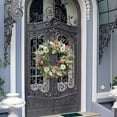 thumbnail image 4 of Harpi Spring Wreaths for Front Door Clearance, Greenery Summer Wreath, Wreath Heliosphere Living Room Decoration Door Hanging Imitation Maple Leaf Foam Berry Wreath, 4 of 6