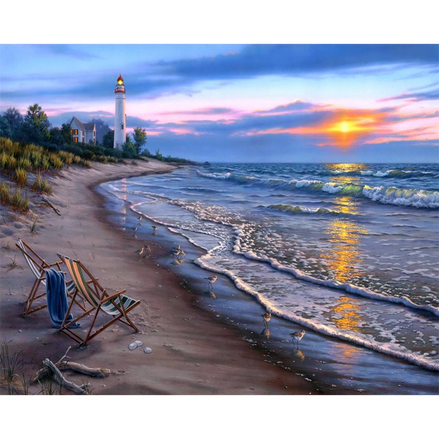 Playa puesta de sol pintura al óleo por números Kit DIY pintura acrílica sobre lienzo manualidades Tmvgtek Oficina Multiescena Multifunción