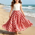 thumbnail image 2 of Ruyang Kids Girls Flared Skirt Plaid Elastic High Waisted A-line Swing Skirt Summer Lightweight Versatile Half Body Skirts, 2 of 9