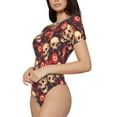 thumbnail image 5 of Cauagu record Skull rock Women's Crew Neck Round Short Sleeve T Shirts Tops Bodysuit Daily Jumpsuit-Medium, 5 of 7