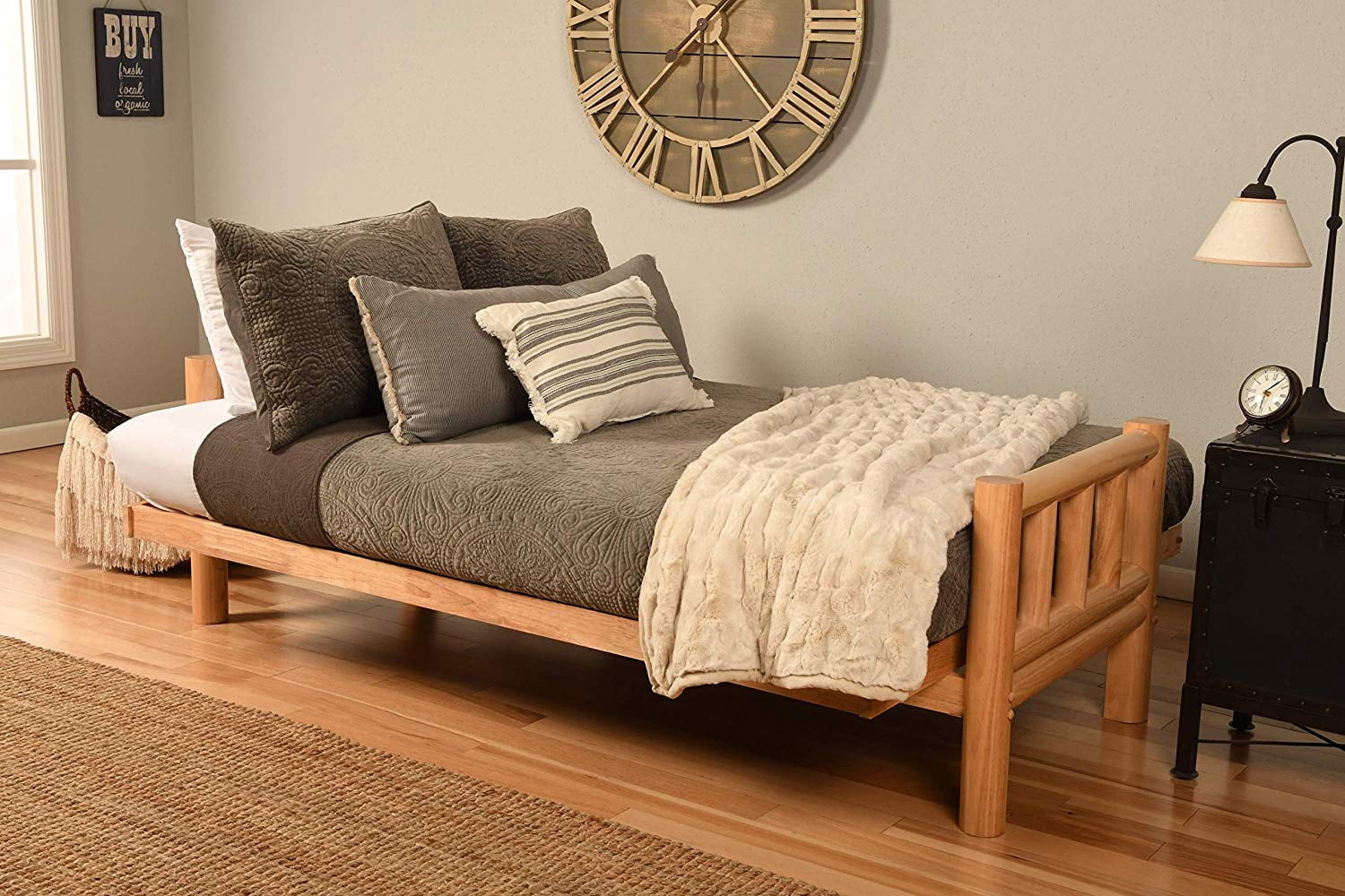 Kodiak Furniture Lodge Natural Futon with Multi-Color Fabric Mattress