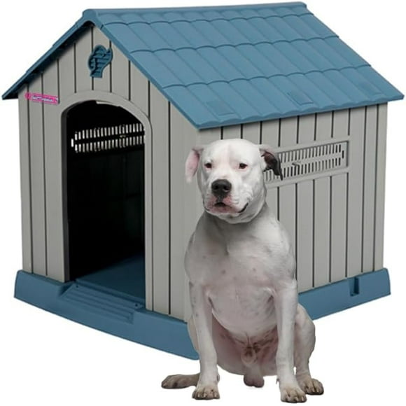 Casa Para Perro Q Perrón Raza Mediana Color Azul