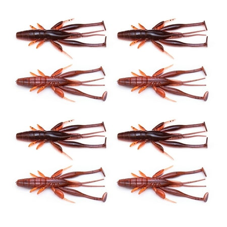 AOOOWER 8PCS Crawfish Lure Soft Shrimp Baits Lure Artificial Swimbait Soft Plastic Lures