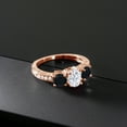 thumbnail image 3 of Gem Stone King 18K Rose Gold Plated Silver Black Onyx Ring Set with Moissanite (1.97 Cttw) (Size 8), 3 of 4