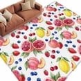 thumbnail image 2 of Summer Fruit Washable Living Room Rugs 5'x8', Watercolor Peach Lemon Blueberry Farmhouse Low Pile Throw Large Area Rug Non-Slip Sturdy Edge Binding Carpet for Living Room Kitchen Office, 2 of 9