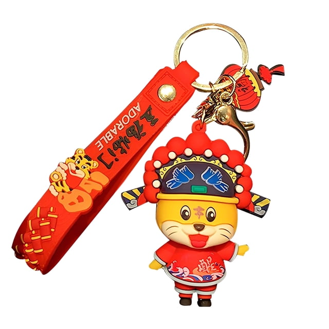 Qarigey LLavero de dibujos animados colgante Festival de Primavera bolsa de ópera china colgante accesorios de la suerte llaves anillo ornamento lindo Accesorios de disfraces Rojo Qarigey AP014331-01