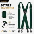thumbnail image 2 of KAMBERFT Dark Green Heavy Duty X-Back Suspenders for Men, 1.4 inch Wide Adjustable Elastic Straps, 2 of 5