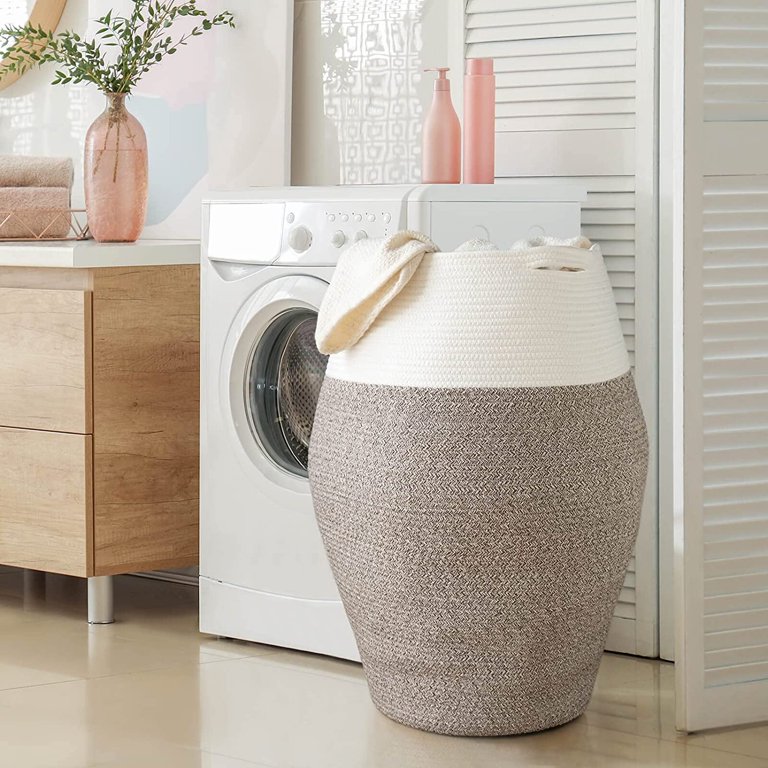 Nordic Style Laundry Basket With Handle Household Bathroom - Temu