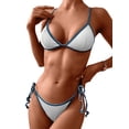 thumbnail image 1 of Bikini ZAFUL para mujer, triángulo, lazo lateral, punto de látigo, talla S, color blanco, 1 of 7