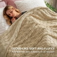 thumbnail image 6 of PHF Checkered Fleece Blanket King Size for Sofa Bed, Contemporary Flannel Fleece 3D Jacquard Fluffy Blanket, No Shedding, No Pilling, 108" x 90", Light Khaki, 6 of 7