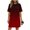 Red, variant on Qiopertar Women's Casual Short Sleeve Round Neck Bandage Dress with Pockets Gradient Print Summer Beach Vacation Travel Relaxed Skirt, Red XL