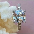 thumbnail image 2 of Sterling Silver Classic 3 CT Square Accented Solitaire Engagement Ring Princess Cut Proposal Ring, 2 of 5