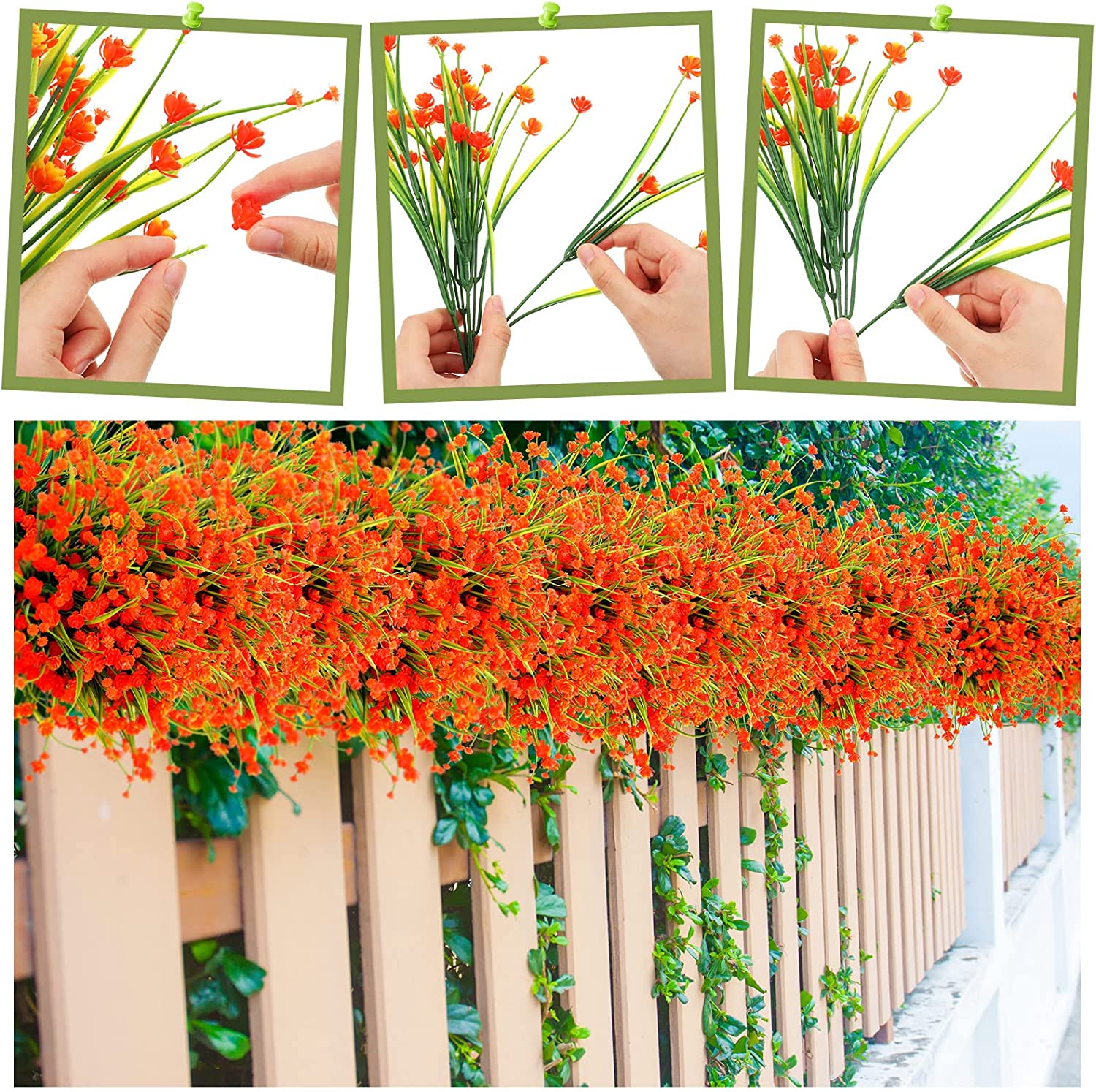40 Bundles Outdoor Artificial Flowers UV Resistant Artificial Plants Bulk for Outside Faux Flowers Plastic Fake Plants Outdoors Summer Fall Decoration Shrubs Garden Porch Window Box Decor (Purple Red)