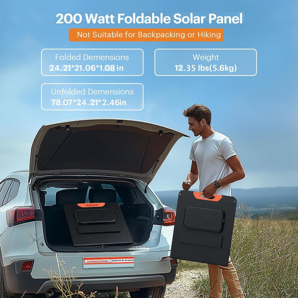 200W Portable Solar Panels, IP65 Waterproof Foldable Solar Panels Powers Backup, Solar Charger for Powers Station RV Camping Off Grid