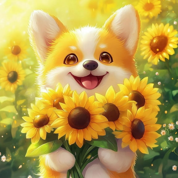 DIY 5D Diamond Painting Kit (For Adults) Diamond Painting "Dog, Animal Corgi" - Full Diamond Crystal Rhinestone Embroidery Craft Kit, Can Be Used as Gift, Wall Decoration