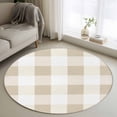 thumbnail image 2 of Beige Plaid Round Rug 3ft Area Rug Washable Soft Non-Slip 3' Circle Low Pile Rugs Spring Summer Farmhouse Buffalo Checkered Carpet for Bedroom Living Room Entryway Home Office Dining Room, 2 of 8