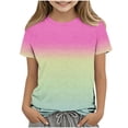 thumbnail image 1 of Zpanxa T Shirts for Girls Solid Color Round Neck Loose Fit Print Pattern Top Polyester Spandex 7-8 Years, 1 of 5
