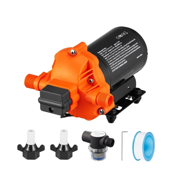 RV Self Priming Water Pump 110V 3.3GPM 45PSI, Adjustable Pressure Diaphragm Pump for Camper Marine Boat RV Lawn Sprayer