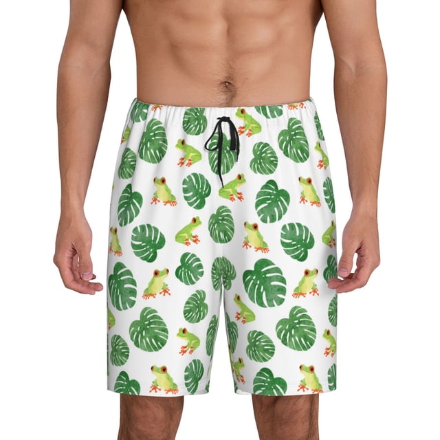 KLL Frogs And Tropical Leaves Print Bikini Set for Women,String Two Piece Halter Top Triangle Bikini Set with Tie Side Bottom Sexy Swimsuit Bathing Suits-Large