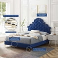 thumbnail image 4 of Tufted Platform Bed Frame, Twin Size, Velvet, Blue Navy, Modern Contemporary Urban Design, Bedroom Master Guest Suite, 4 of 10
