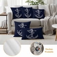 thumbnail image 4 of 2 Pack Outdoor Waterproof Throw Pillows, Nautical Anchor Navy Blue Decorative Rectangle Pillow Case Patio Pillows for Chair Couch Sofa 20x12in, 4 of 9